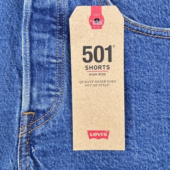Levis 501 Womens High-Rise Denim Shorts Size 26 Frayed Hem Classic Blue Wash. - Picture 6 of 13